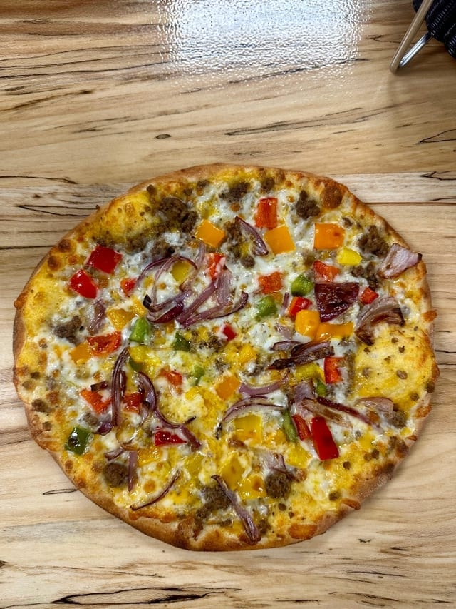 Small Philly Cheesesteak Pizza.